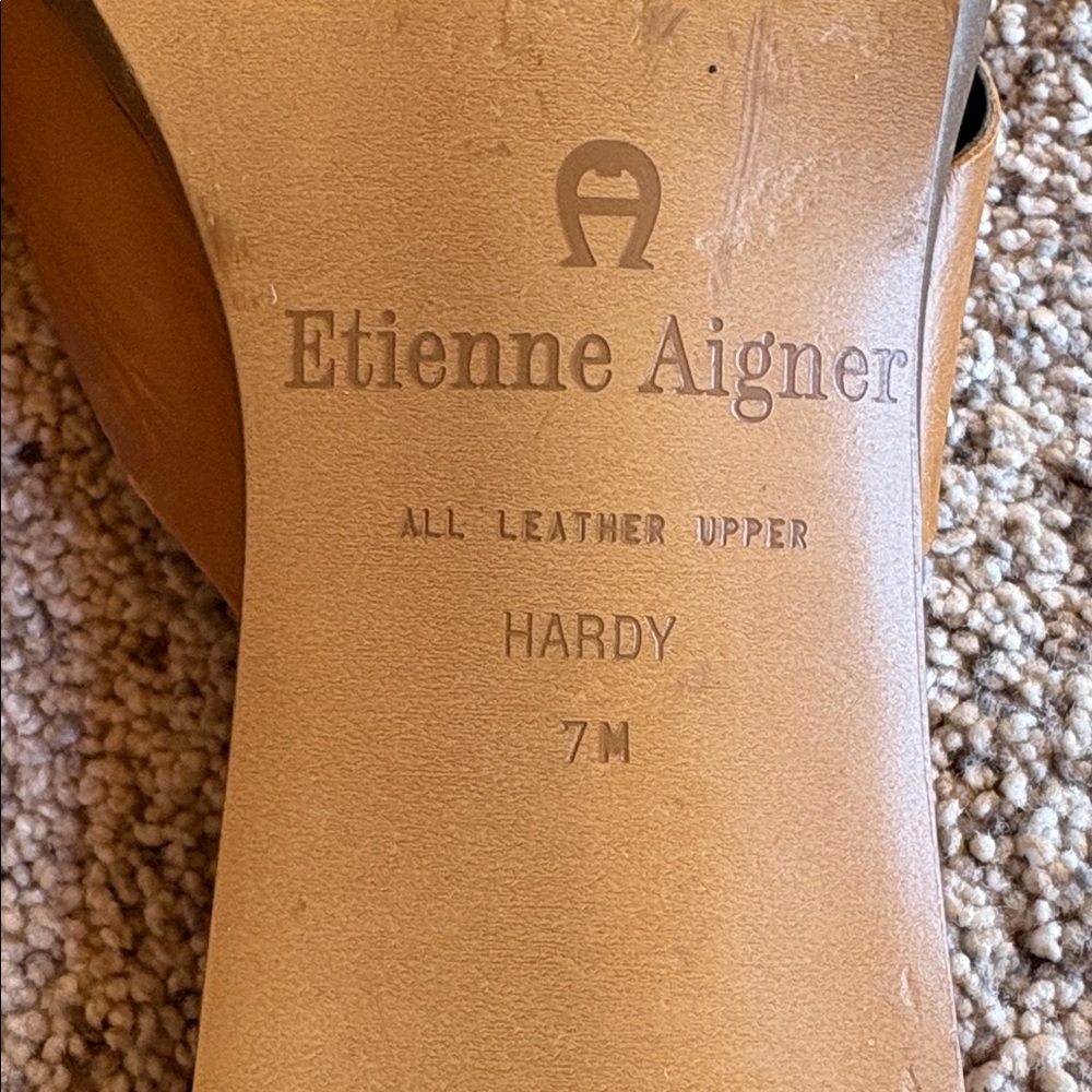 Etienne Aigner Women's Brown Leather Slides - Picture 5 of 5